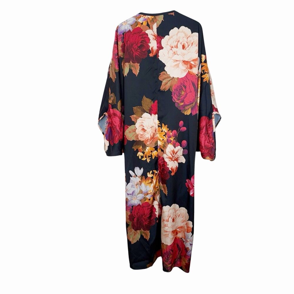 Wayward Fancies Custom Plus Size 3X-4X Floral Dress Kaftan Navy Multicolor Roses - Picture 6 of 11